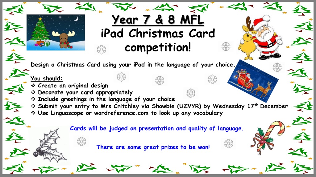 Upton By Chester High School Modern Foreign Languages Christmas Card Competition